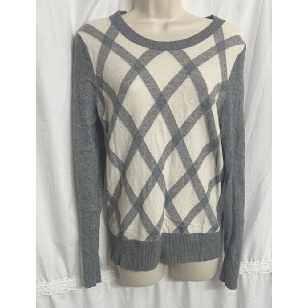 Banana Republic Preppy Italian Yarn Merino Wool Cashmere Blend Argyle Sweater L